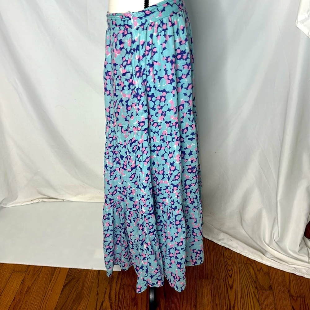Banjanan  Rune Bud Blueprint Cotton Pencil Maxi Skirt - Picture 6 of 8
